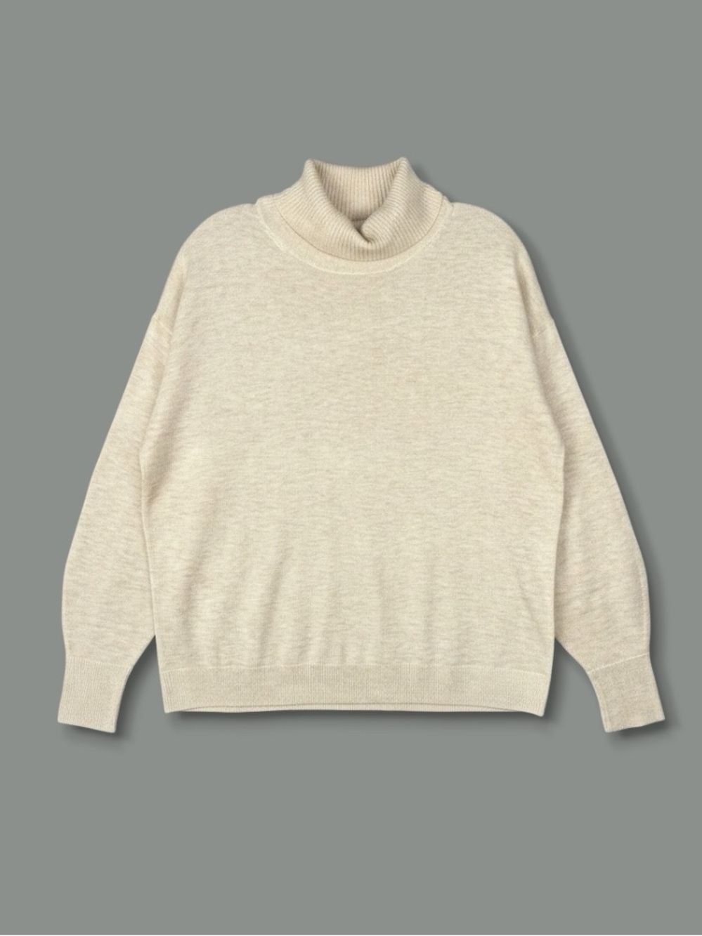 TREASURE‎ & BOND Turtleneck Sweater XS Oatmeal Drop Shoulder Fine Gauge Casual